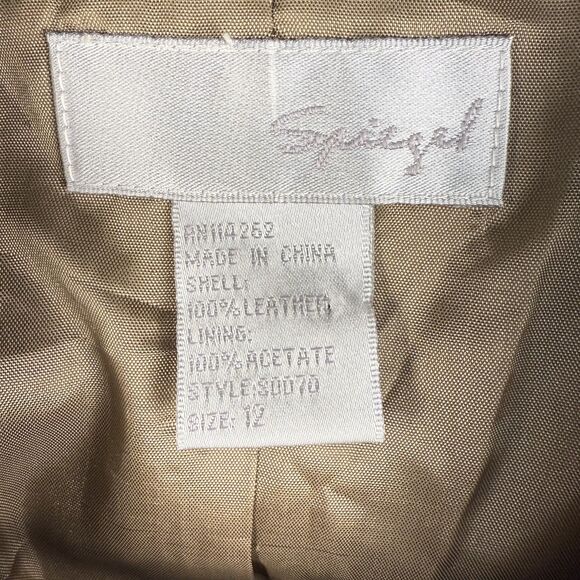 Vintage 80s 90s Spiegel Metallic Silver Cropped Double Breasted Leather Jacket - Picture 9 of 13